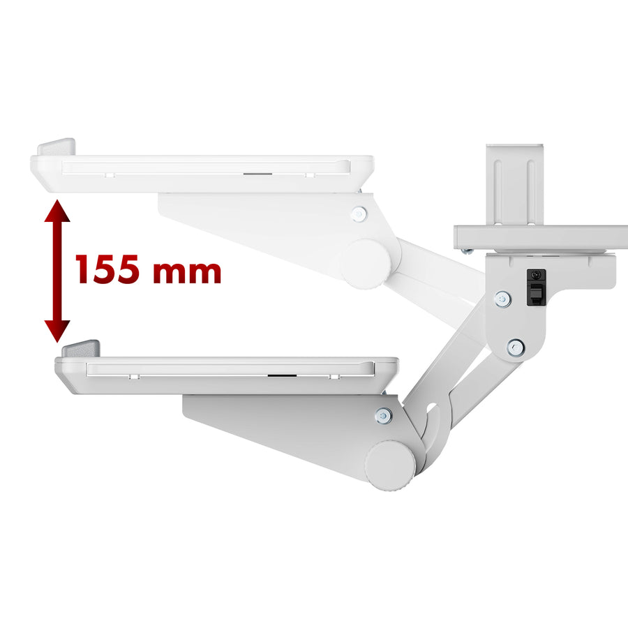 Maclean tangentbordshållare under skrivbord, justerbar, max. 5kg, vit, MC-156 W
