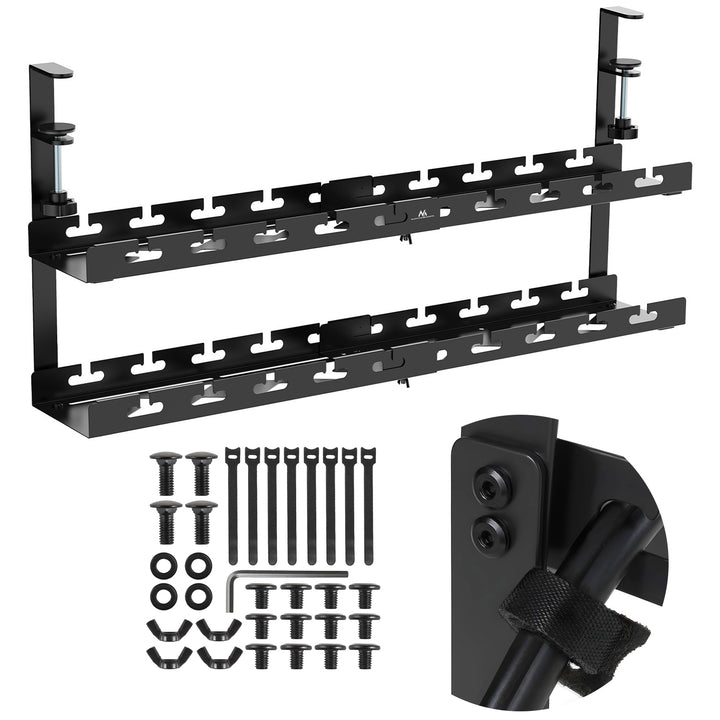 Maclean kabelhanterare under skrivbord, max. belastning 5 kg, max. 728 mm, 2 nivåer, svart, MC-102 B