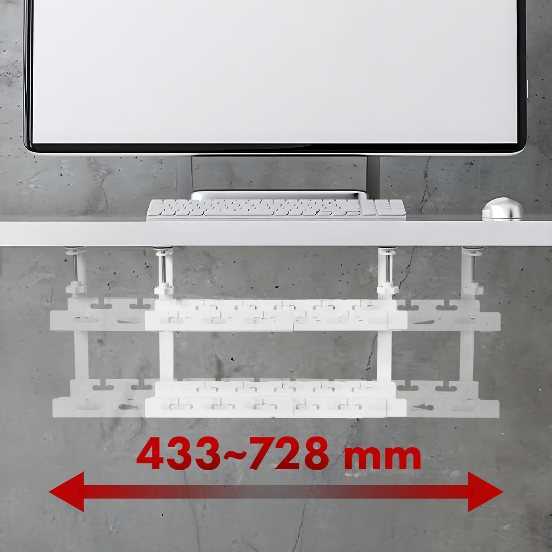Maclean kabelhanterare under skrivbord, max. belastning 5 kg, max. 728 mm, 2 nivåer, vit, MC-102 W
