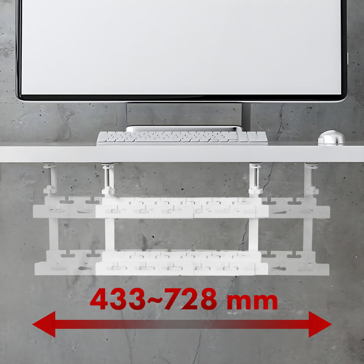 Maclean kabelhanterare under skrivbord, max. belastning 5 kg, max. 728 mm, 2 nivåer, vit, MC-102 W