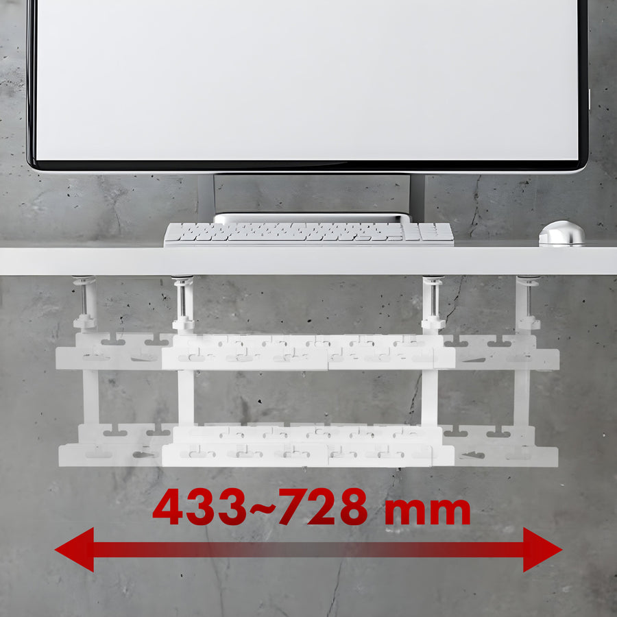 Maclean kabelhanterare under skrivbord, max. belastning 5 kg, max. 728 mm, 2 nivåer, vit, MC-102 W