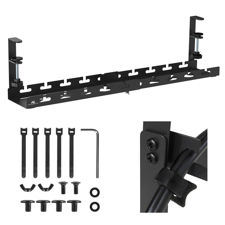 Maclean kabelhanterare under skrivbord, max. belastning 5 kg, max. 728 mm, svart, MC-103 B