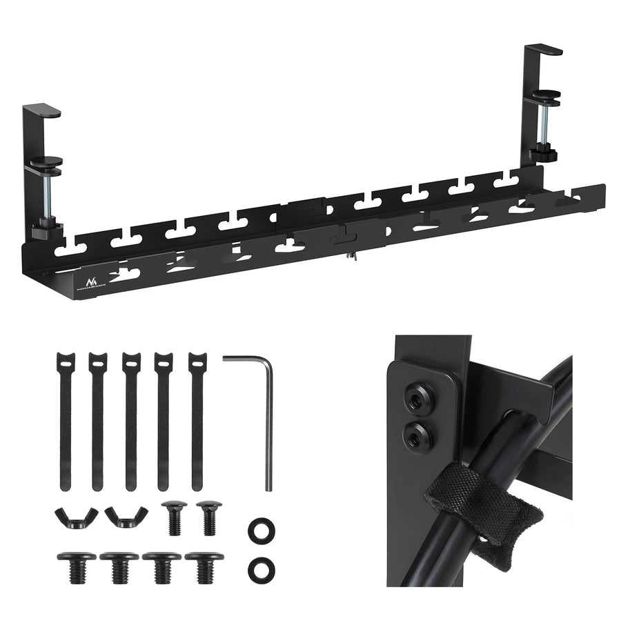 Maclean kabelhanterare under skrivbord, max. belastning 5 kg, max. 728 mm, svart, MC-103 B
