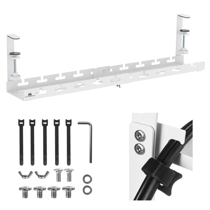Maclean kabelhanterare under skrivbord, max. belastning 5 kg, max. 728 mm, vit, MC-103 W