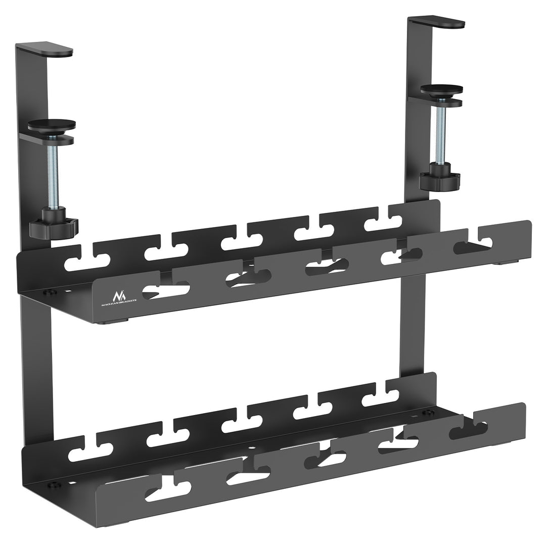 Maclean kabelhanterare under skrivbord, maxbelastning 5 kg, 2 nivåer, svart, MC-104 B