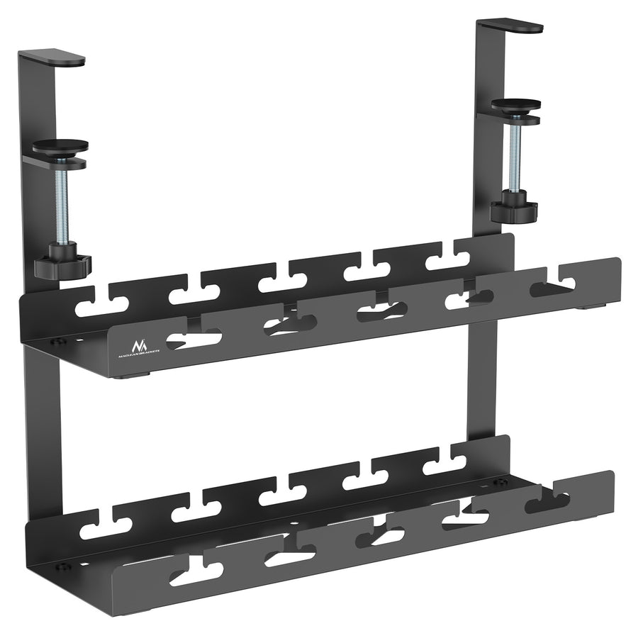 Maclean kabelhanterare under skrivbord, maxbelastning 5 kg, 2 nivåer, svart, MC-104 B