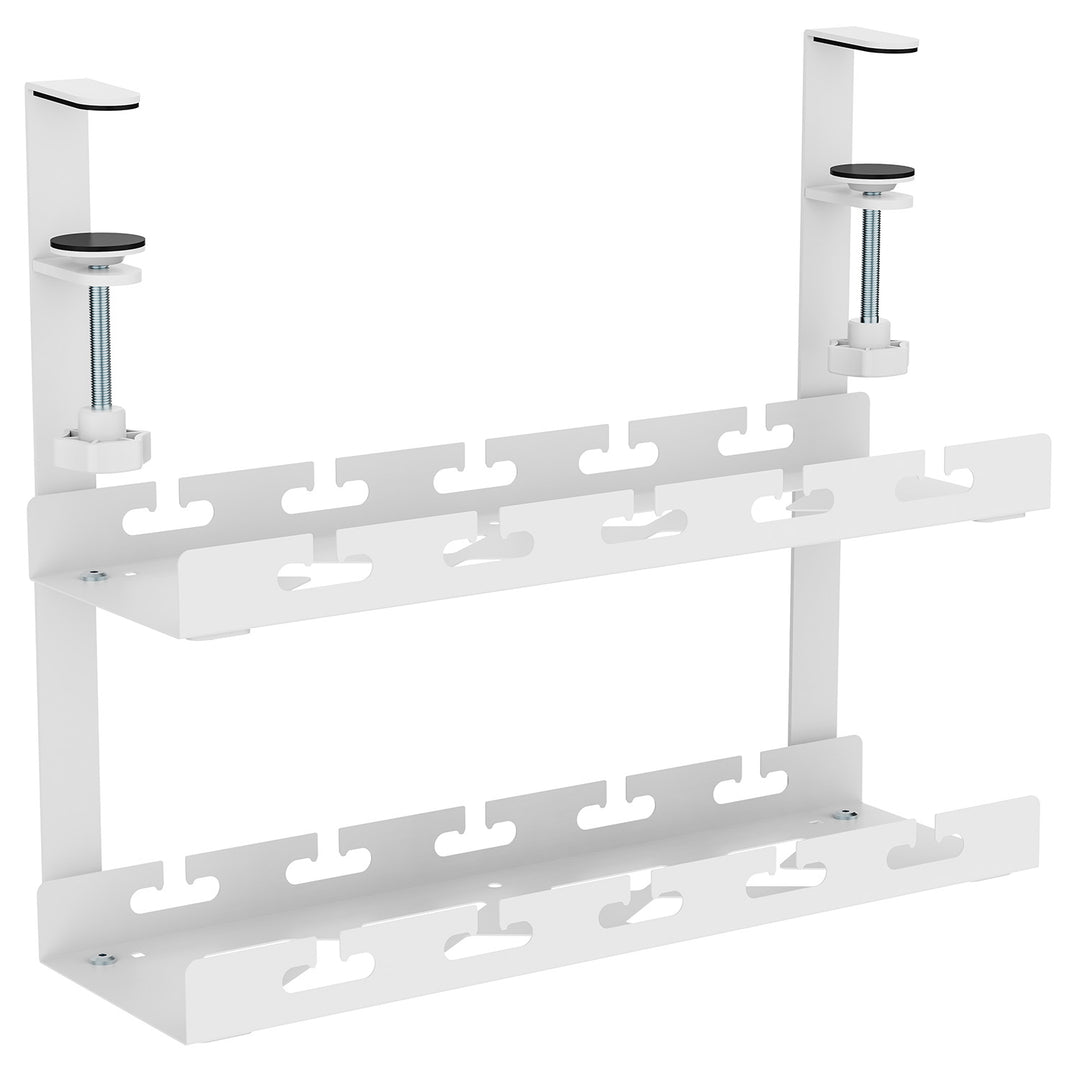 Maclean kabelhanterare under skrivbord, maxbelastning 5 kg, 2 nivåer, vit, MC-104 W