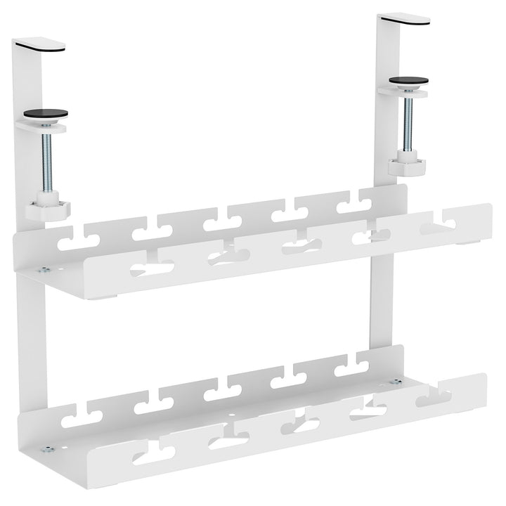 Maclean kabelhanterare under skrivbord, maxbelastning 5 kg, 2 nivåer, vit, MC-104 W