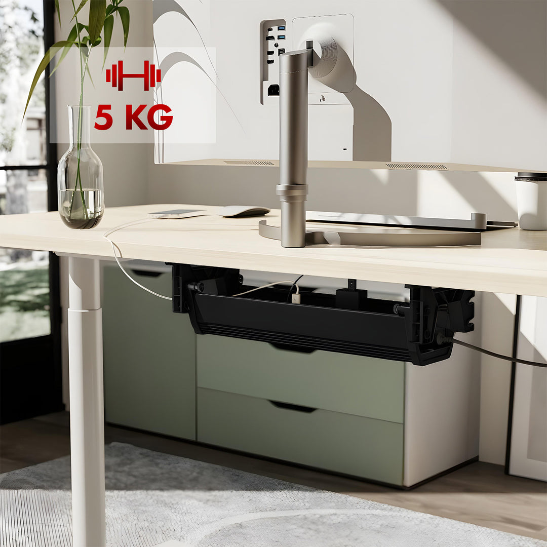 Maclean kabel-/förlängningshanterare under skrivbord, maxbelastning 5 kg, svart, MC-106 B