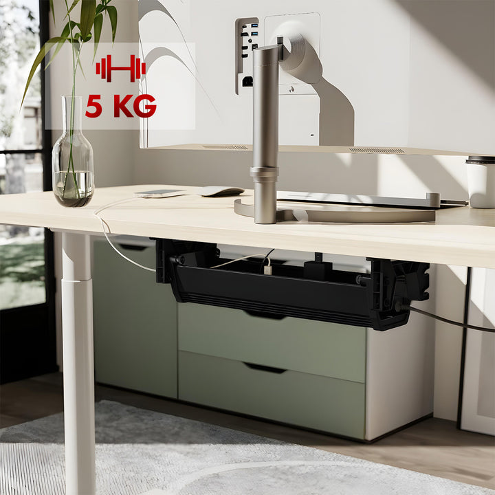 Maclean kabel-/förlängningshanterare under skrivbord, maxbelastning 5 kg, svart, MC-106 B