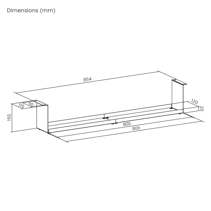 Maclean kompakt kabelhanterare under skrivbord, max. belastning 5 kg, vit, MC-107 W
