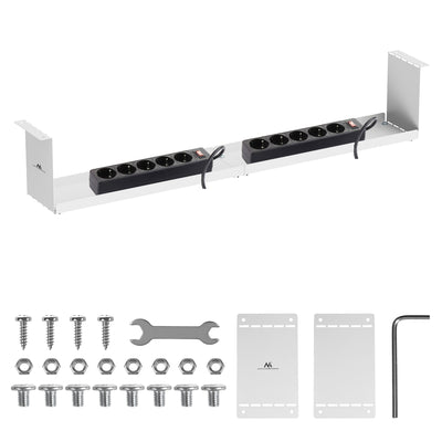 Maclean kompakt kabelhanterare under skrivbord, max. belastning 5 kg, vit, MC-107 W