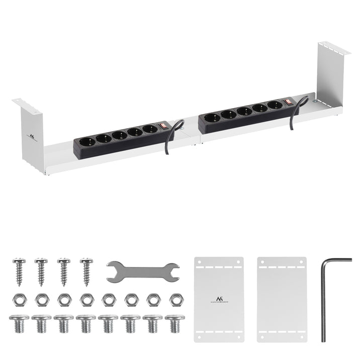 Maclean kompakt kabelhanterare under skrivbord, max. belastning 5 kg, vit, MC-107 W