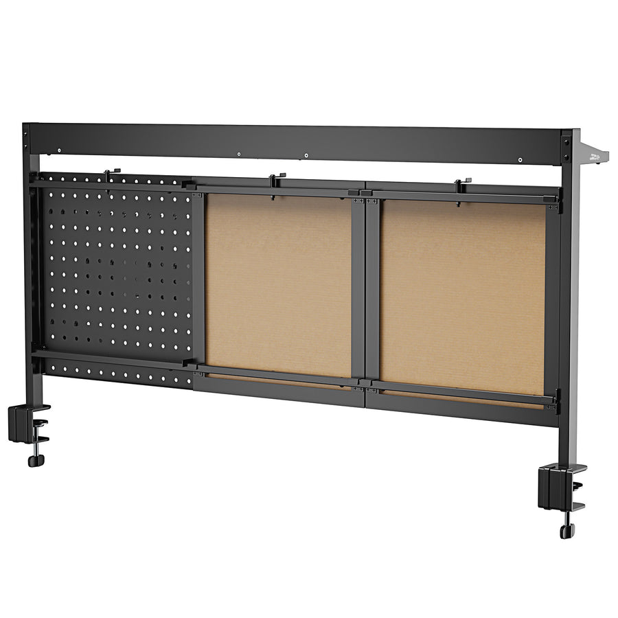 Skrivbordsavdelare/organisatör Ergo Office, max. belastning 10kg, vit och korktavla, bredd 1250mm, svart,ER-300 B