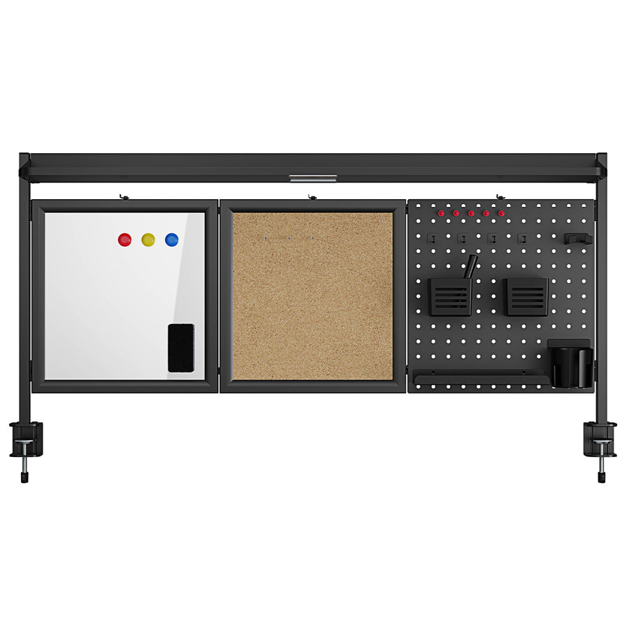 Skrivbordsavdelare/organisatör Ergo Office, max. belastning 10kg, vit och korktavla, bredd 1250mm, svart,ER-300 B