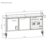 Skrivbordsavdelare/organisatör Ergo Office, max. belastning 10kg, vit och korktavla, bredd 1250mm, svart,ER-300 B