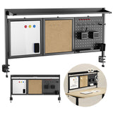 Skrivbordsavdelare/organisatör Ergo Office, max. belastning 10kg, vit och korktavla, bredd 1250mm, svart,ER-300 B