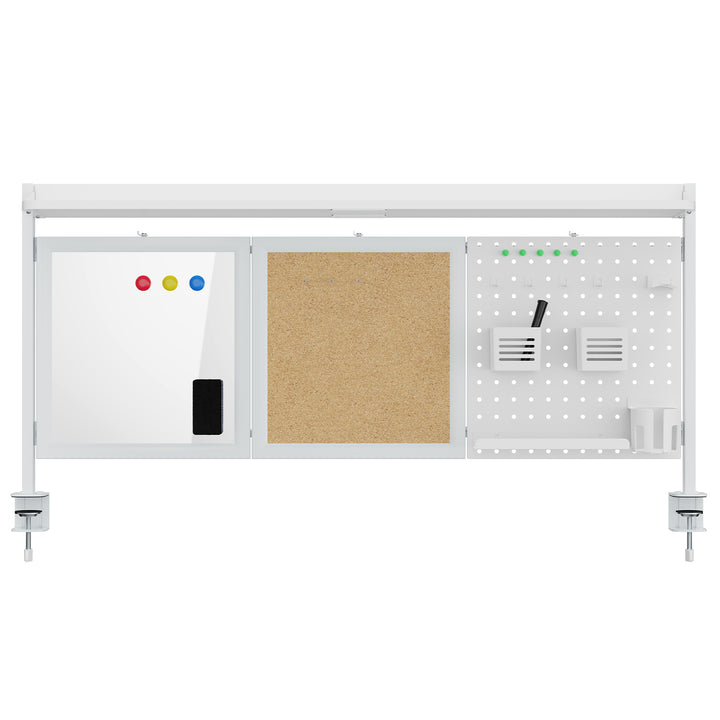 Skrivbordsavdelare/organisatör Ergo Office, maxbelastning 10 kg, vit och korkskiva, bredd 1250 mm, vit, ER-300 W