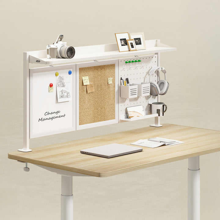 Skrivbordsavdelare/organisatör Ergo Office, maxbelastning 10 kg, vit och korkskiva, bredd 1250 mm, vit, ER-300 W