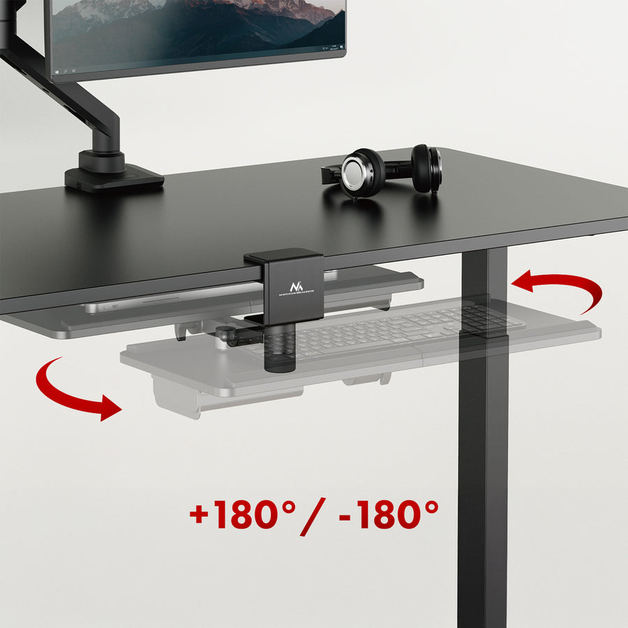 Maclean undesk tangentbordshållare, max. belastning 5 kg, horisontellt och vertikalt justerbar, svart, MC-108 B