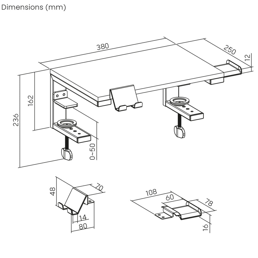 Laptop-/monitorställ Ergo Office, maxbelastning 20 kg, för diag. 13-32", svart, ER-303 B