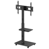 TV-stativ / vagn Ergo-Office, max. belastning 50kg / 5kg hylla, max. VESA 600x400, inbyggt grenuttag, svart, ER-304 B