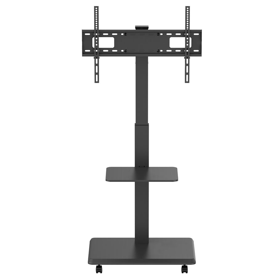 TV-stativ / vagn Ergo-Office, max. belastning 50kg / 5kg hylla, max. VESA 600x400, inbyggt grenuttag, svart, ER-304 B