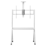 Maclean TV-stativ / vagn, kamerahylla, på hjul, 55-100", maxlast 120kg/10kg hylla, max. VESA 900x600, vit, MC-114 W