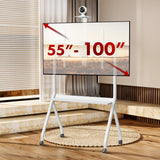 Maclean TV-stativ / vagn, kamerahylla, på hjul, 55-100", maxlast 120kg/10kg hylla, max. VESA 900x600, vit, MC-114 W