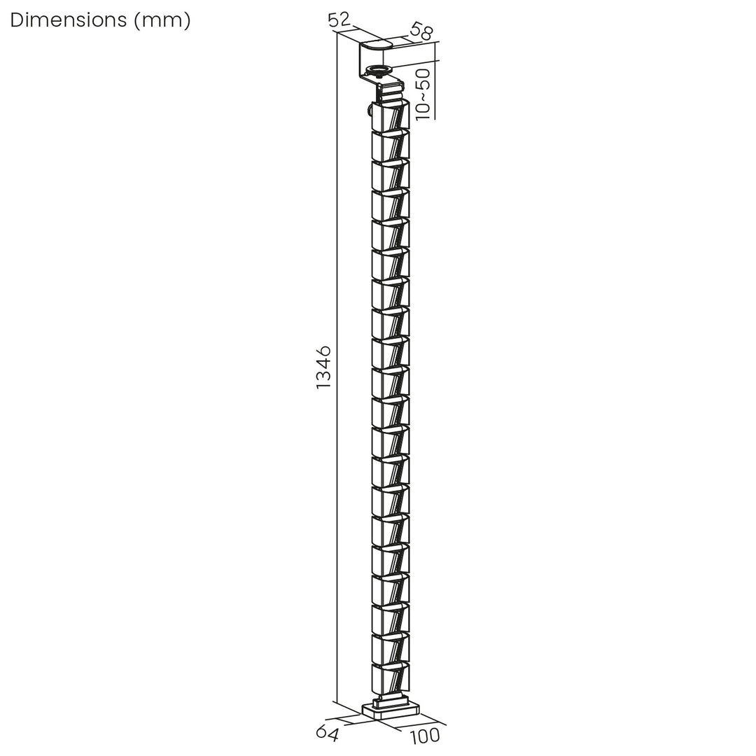 Nano RS kabelhanterare / kabelgaller för skrivbord, 1345 mm, svart och röd, RS125
