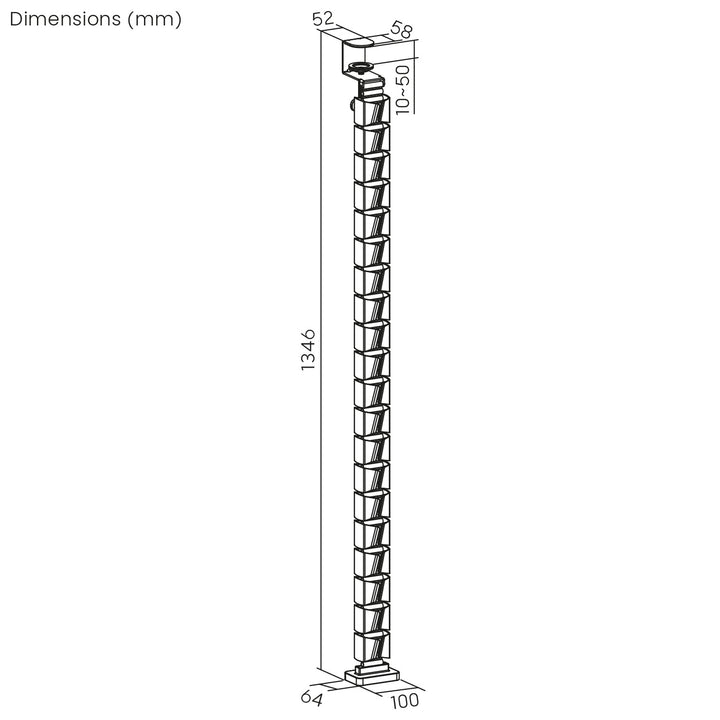 Nano RS kabelhanterare / kabelgaller för skrivbord, 1345 mm, svart och röd, RS125
