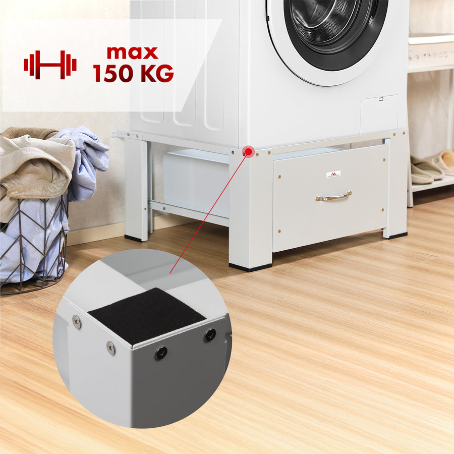 Underställ för tvättmaskin/torktumlare med låda från Maclean, max. belastning 150 kg, vit, MC-117 W