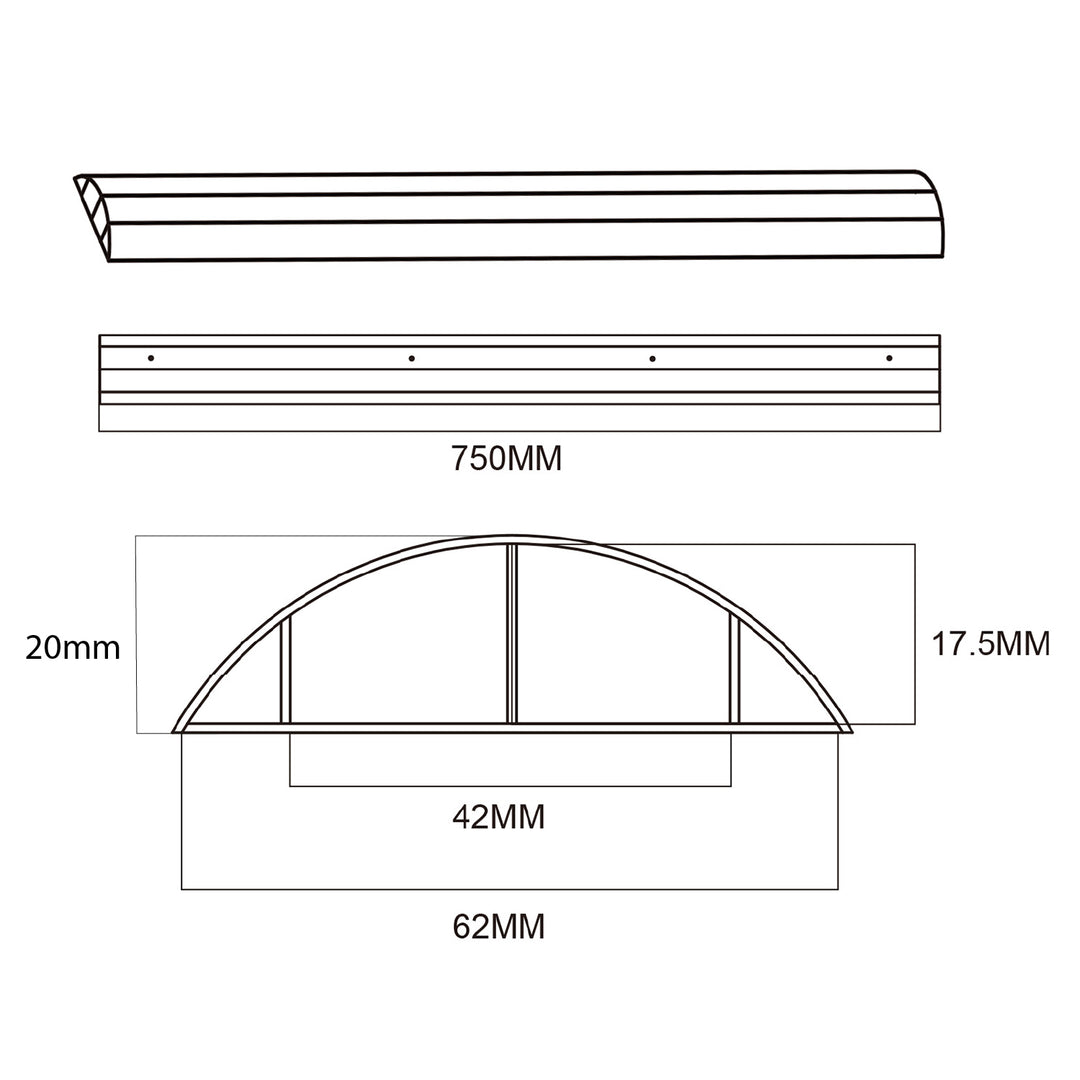 Maclean kabelskyddslist i aluminium, 62x20x750 mm, vit, MC-814 W