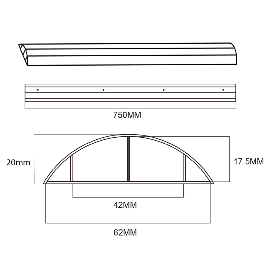 Maclean kabelskyddslist i aluminium, 62x20x750 mm, vit, MC-814 W