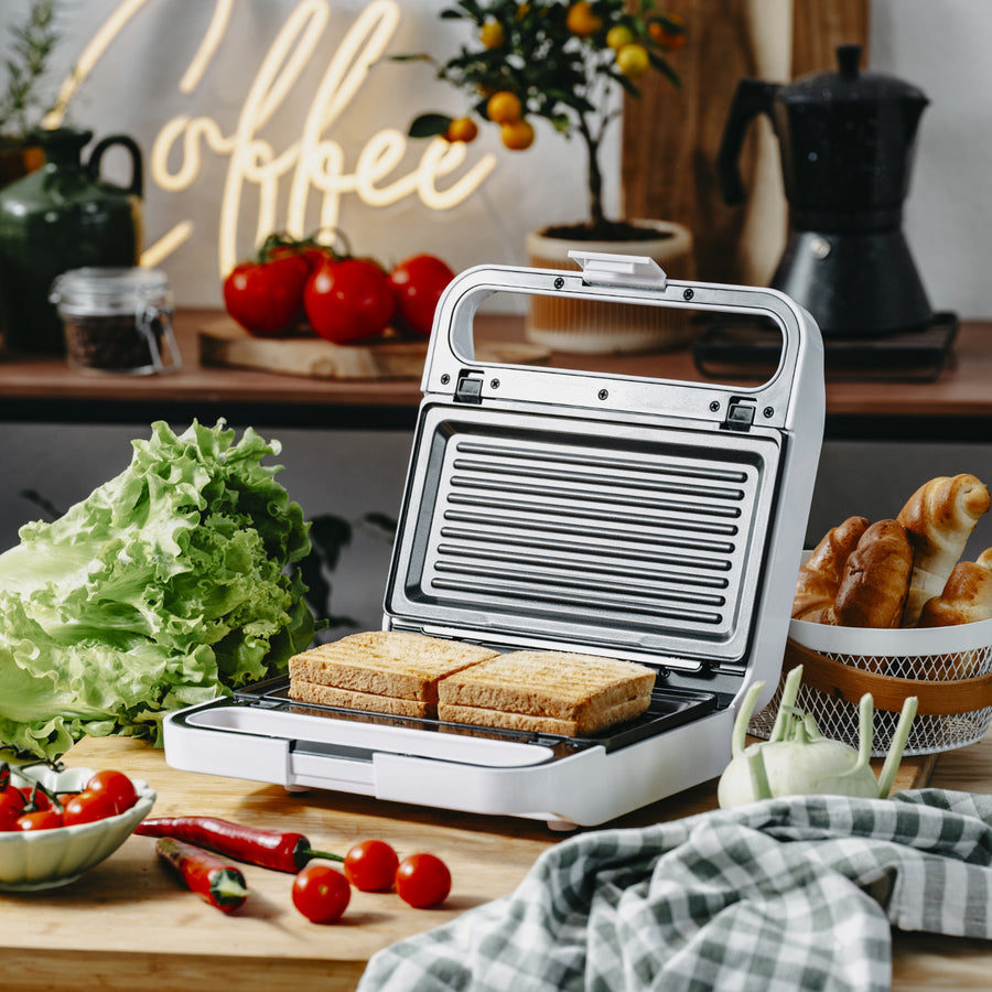 Adler smörgåsbrödrost, kontaktgrill, 1100W, vit, AD 3070