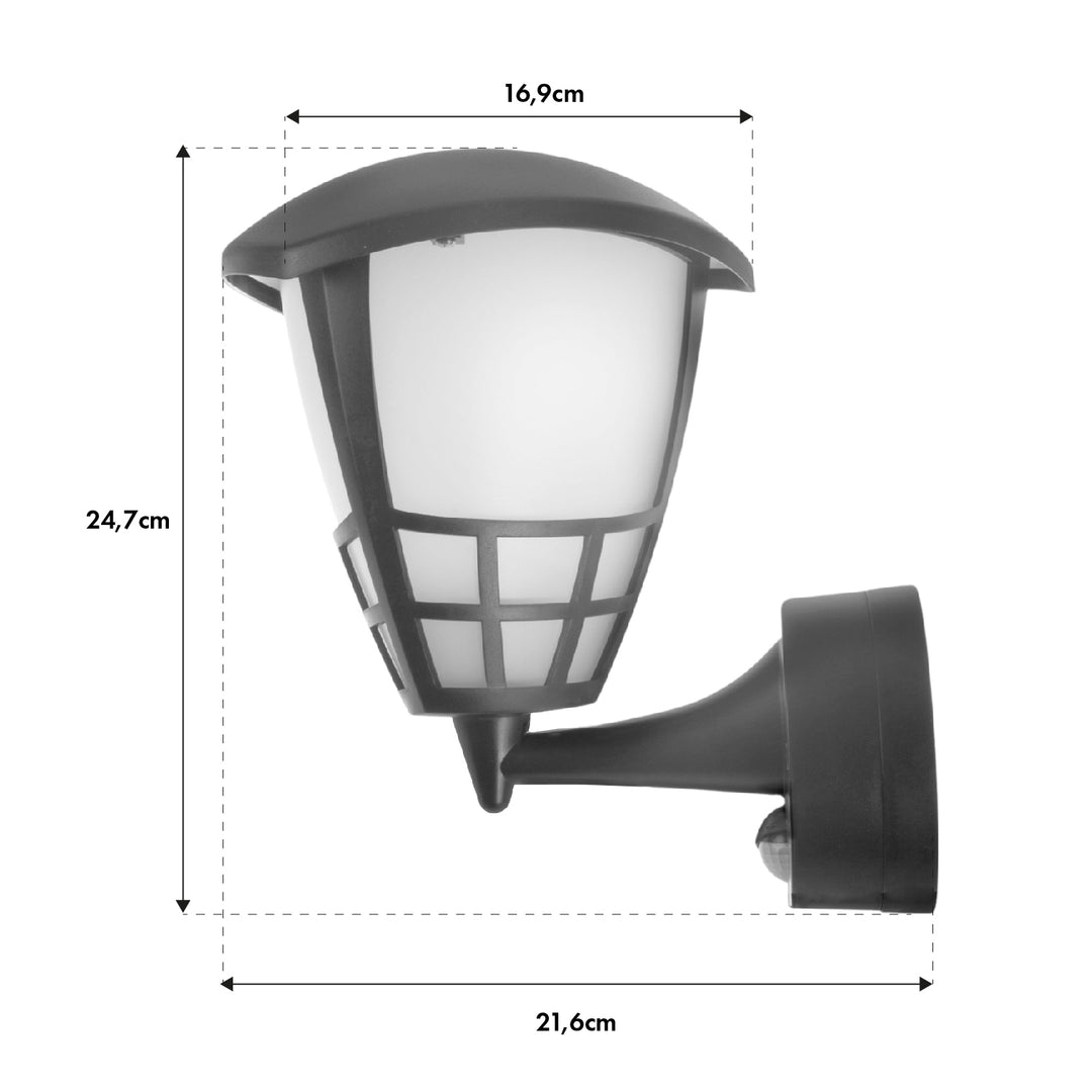 Vägglampa 1xE27 med sensor Maclean, infraröd sensor, max. belastning 60W, IP65, färg grå, MCE518 GR + LED filamentlampa E27, 6W 230V Maclean Energy MCE267 WW varmvit 3000Klm 720lm retro edison dekorativ