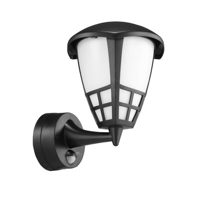 Vägglampa 1xE27 med sensor Maclean, infraröd sensor, max. belastning 60W, IP65, svart, MCE518 B + LED filamentlampa E27, 8W 230V Maclean Energy MCE268 WW varmvit 3000K 1055lm retro edison dekorativ