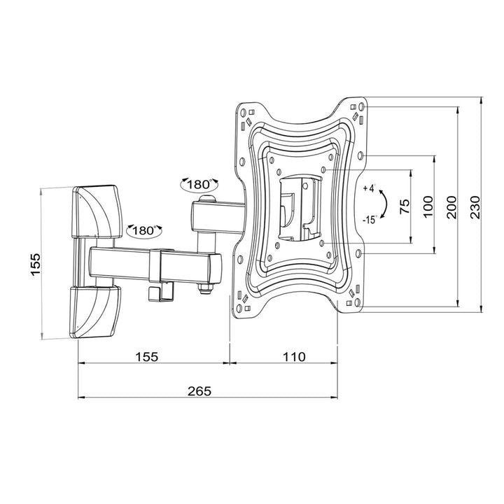 ART TV-fäste, 10-42'', 15kg, svart, VESA 200x200, AR-83