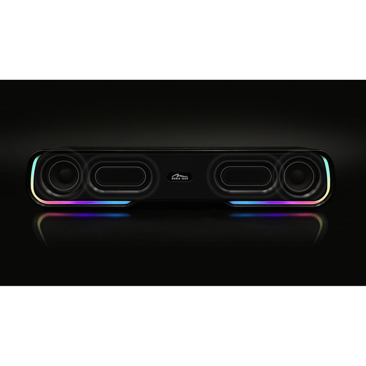 Bärbar Bluetooth soundbar-högtalare, flerfärgad RGB-bakgrundsbelysning, RMS 10W, PMPO 450W, FM-radio, MP3. AUX, inbyggt uppladdningsbart batteri, Media-Tech PHANTOM BT