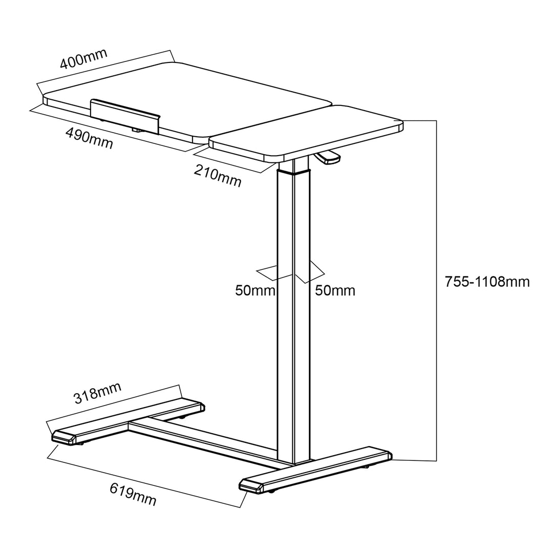 Maclean mobilt skrivbords-/laptopstativ, vitt, höjdjusterbart 76-109cm, max. 30kg , MC-120 W