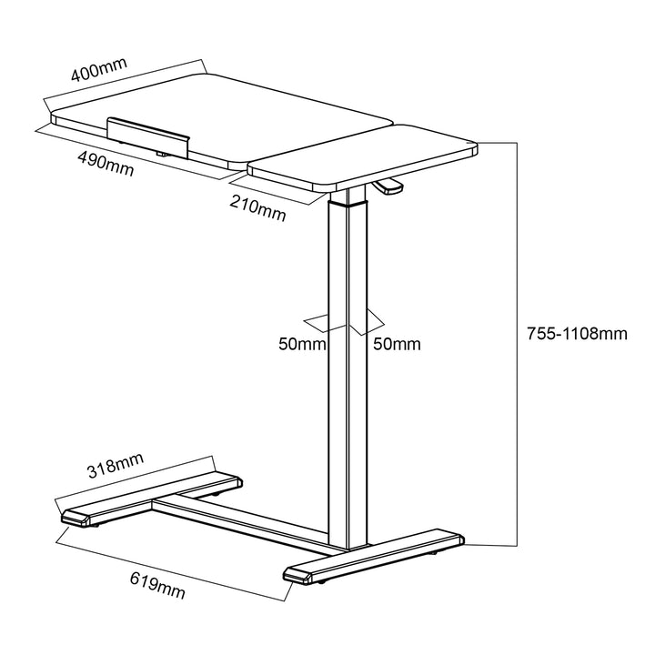 Maclean mobilt skrivbords-/laptopstativ, vitt, höjdjusterbart 76-109cm, max. 30kg , MC-120 W