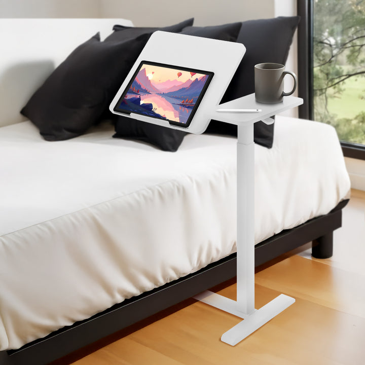 Maclean mobilt skrivbords-/laptopstativ, vitt, höjdjusterbart 76-109cm, max. 30kg , MC-120 W