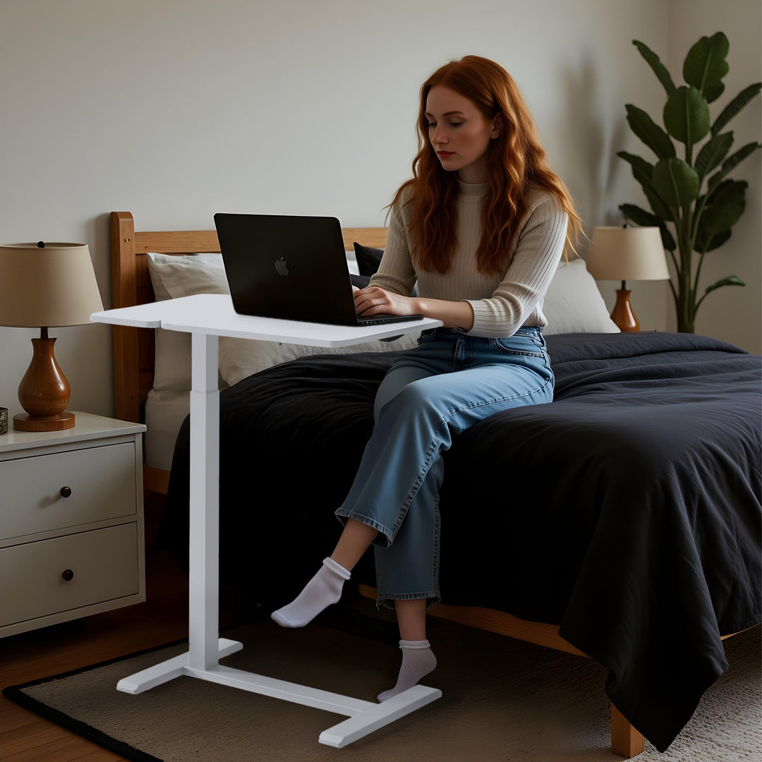 Maclean mobilt skrivbords-/laptopstativ, vitt, höjdjusterbart 76-109cm, max. 30kg , MC-120 W