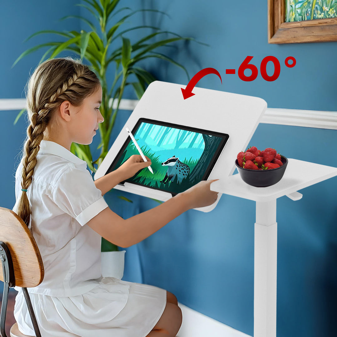 Maclean mobilt skrivbords-/laptopstativ, vitt, höjdjusterbart 76-109cm, max. 30kg , MC-120 W