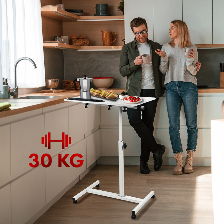 Mobilt skrivbordsstativ Maclean, vit, höjdjusterbar 59-89cm, max. 30kg , MC-121 W