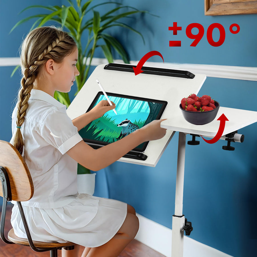 Mobilt skrivbordsstativ Maclean, vit, höjdjusterbar 59-89cm, max. 30kg , MC-121 W