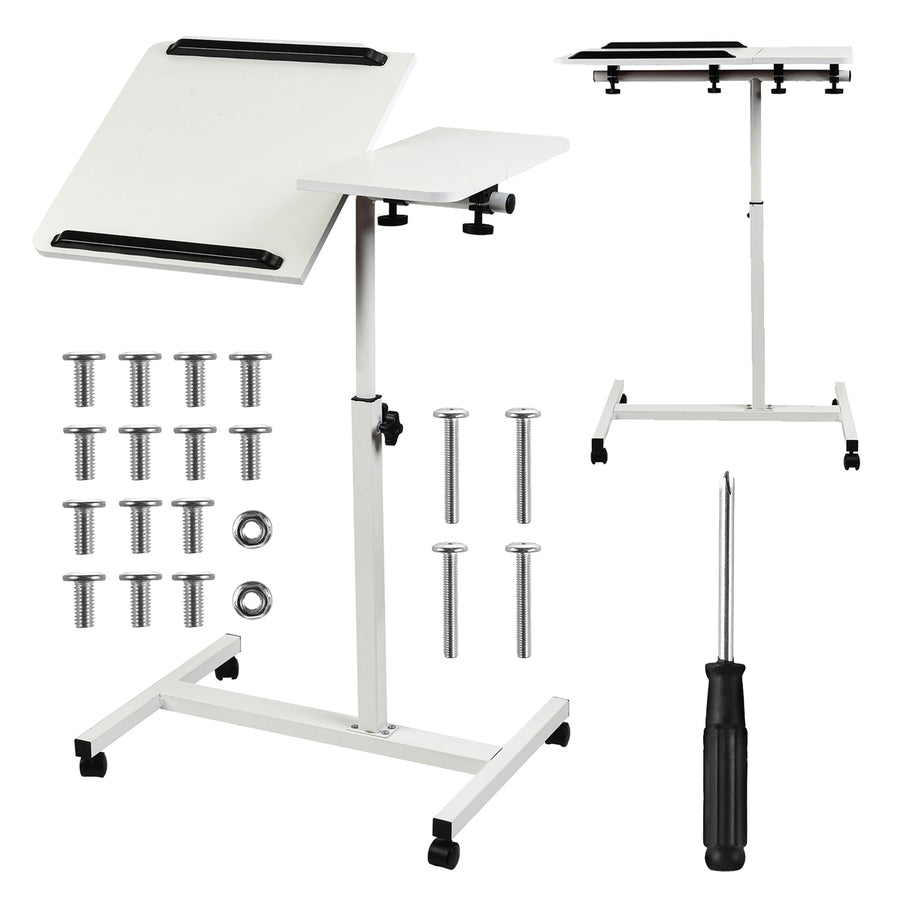 Mobilt skrivbordsstativ Maclean, vit, höjdjusterbar 59-89cm, max. 30kg , MC-121 W