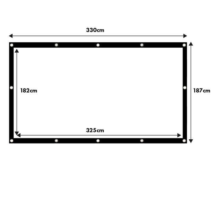Maclean projektionsduk, 150", 330x187cm, 25mm kant 16:9, spännkrokar, MC-167