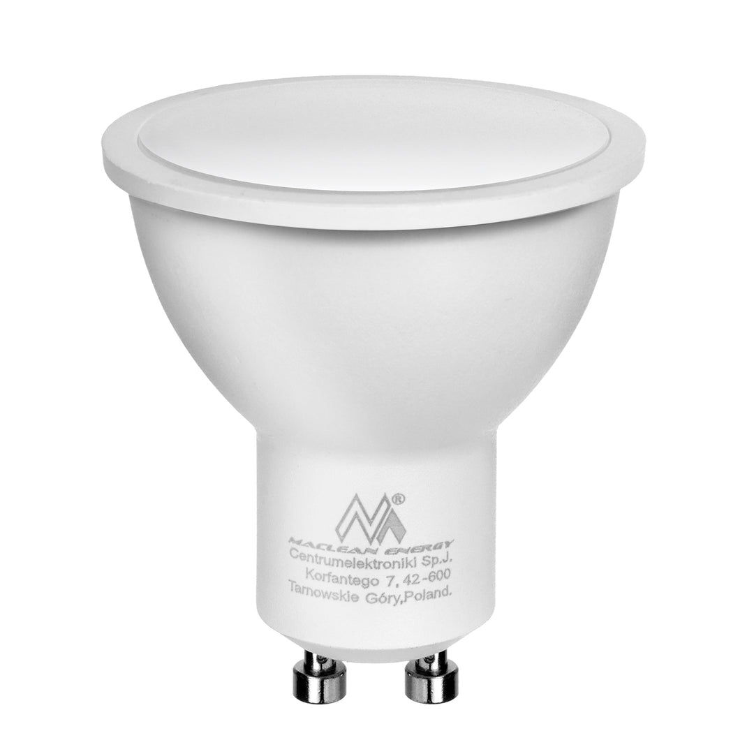 Maclean utanpåliggande armatur/rör, spot, rund, aluminium, GU10, 55x130mm, vit, MCE360 W+LED-lampa GU10 7W Maclean Energy MCE437 NW neutralvit 4000K, 220-240V~, 50/60Hz, 490 lumen