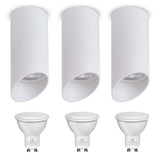 Maclean utanpåliggande armatur / rör, spot, rund, aluminium, GU10, 55x130mm, vit, MCE360 W 3st + LED-lampa GU10 7W Maclean Energy MCE437 WW varmvit 3000K, 220-240V~, 50/60Hz, 3st